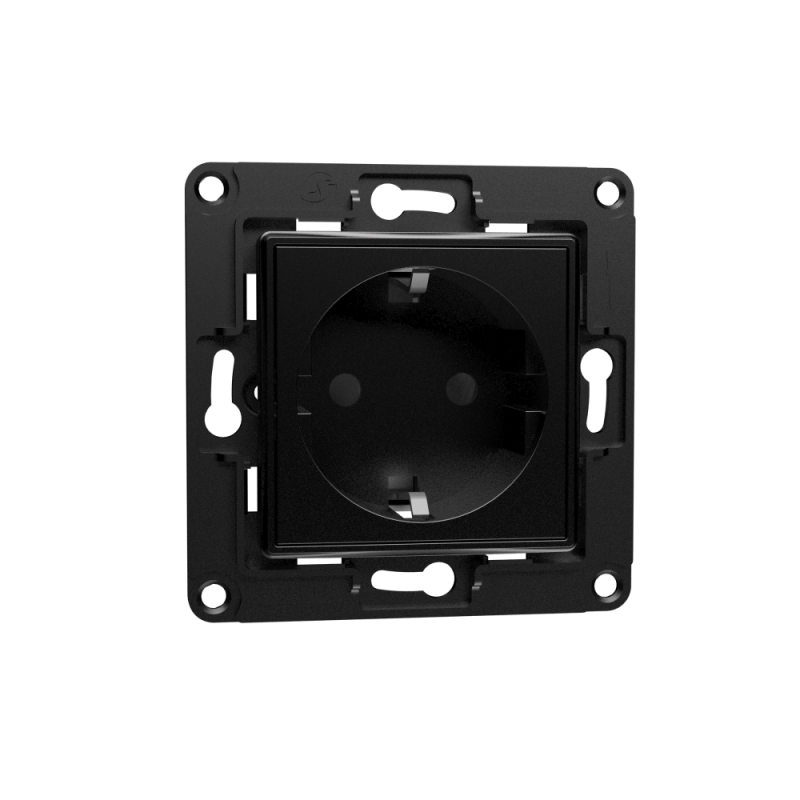 Shelly · Flush-mounted accessories · "Wall Socket EU" · Wall socket · Black - 213333 - 1