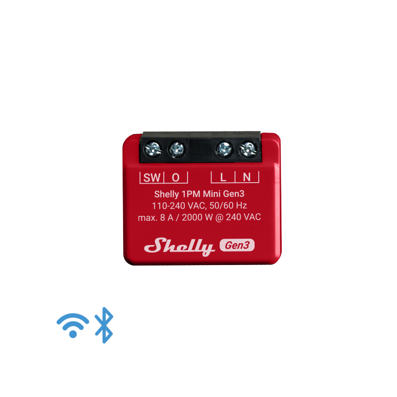 Shelly · Flush-mounted · "Plus 1PM Mini Gen. 3" · Relay · max 8A · 1 channel · Measuring function · WLAN · BT - 222759 - 1