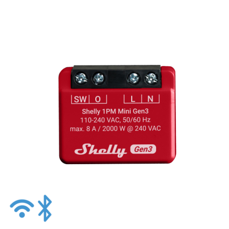 Shelly · Unterputz · "1PM Mini Gen. 3" · Relais · max 8A · 1 Kanal · Messfunktion · WLAN · BT - 222759 - 1