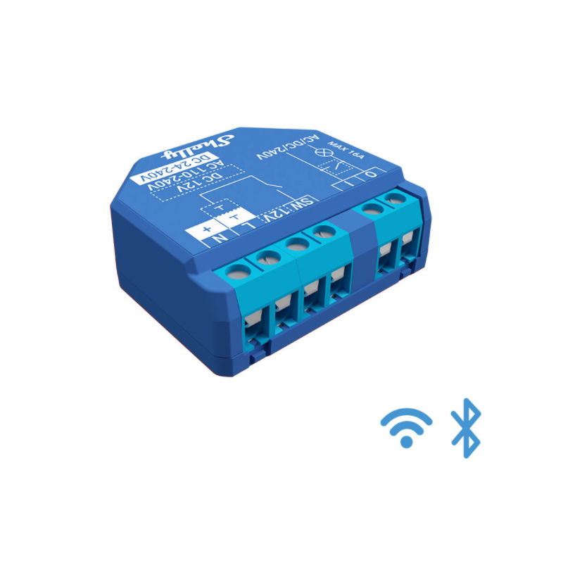 Shelly · flush-mounted · "Plus 1" · relay · max 16A · 1 channel · WLAN · BT - 201817 - 4