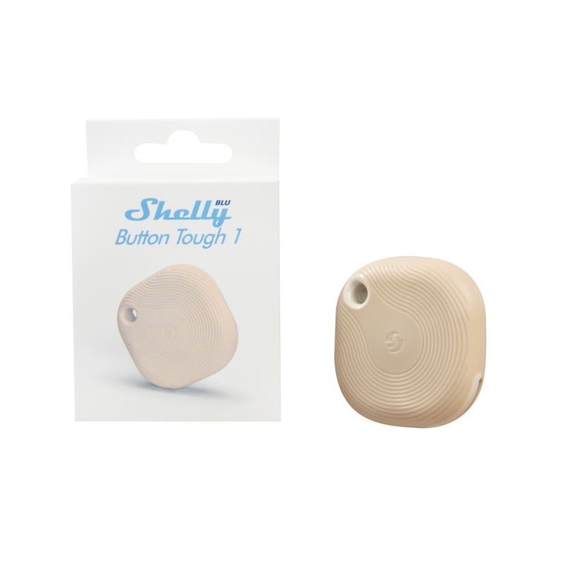 Shelly · Plug & Play · "Blu Button Tough Mocha" · Switch & Dimmer · Bluetooth · Battery · Dark beige - 227570 - 1