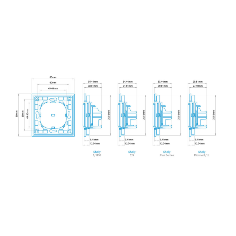 Shelly · Flush-mounted accessories · "Wall Switch 1" · Wall switch · 1-way · Black - 206436 - 5