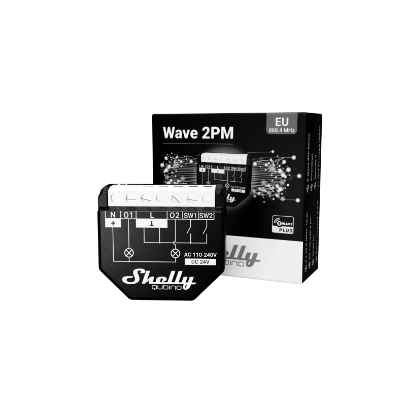 Shelly · Flush-mounted · "Wave 2PM" · Relay · max. 16A · 2 channels · Measuring function · Z-Wave - 217918 - 2