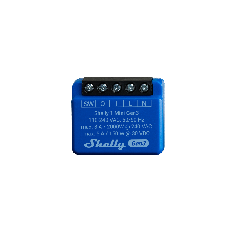 Shelly · Unterputz · "1 Mini Gen. 3" · Relais · max 8A · 1 Kanal · WLAN · BT - 222757 - 2