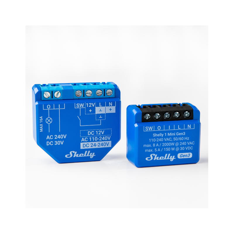 Shelly · Unterputz · "1 Mini Gen. 3" · Relais · max 8A · 1 Kanal · WLAN · BT - 222757 - 3