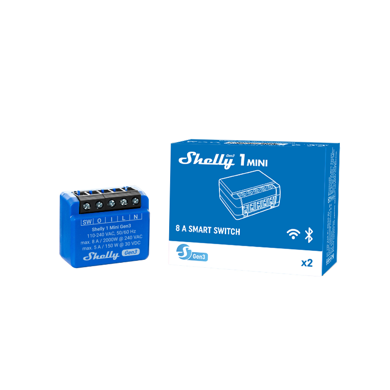 Shelly · Unterputz · "1 Mini Gen. 3" · Relais · max 8A · 1 Kanal · WLAN · BT - 222757 - 4