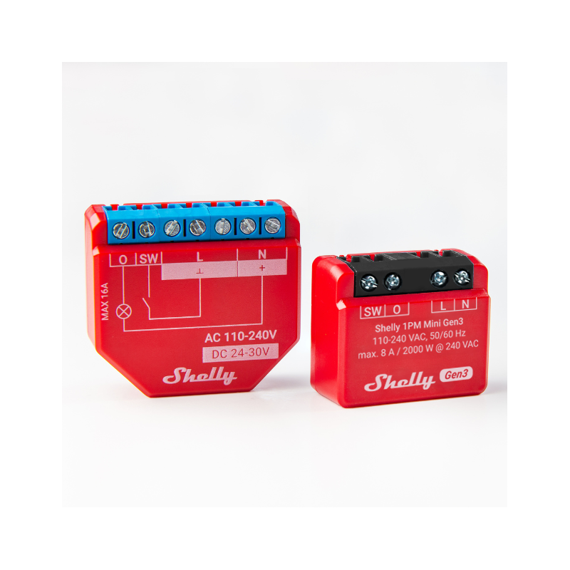 Shelly · Flush-mounted · "Plus 1PM Mini Gen. 3" · Relay · max 8A · 1 channel · Measuring function · WLAN · BT - 222759 - 5