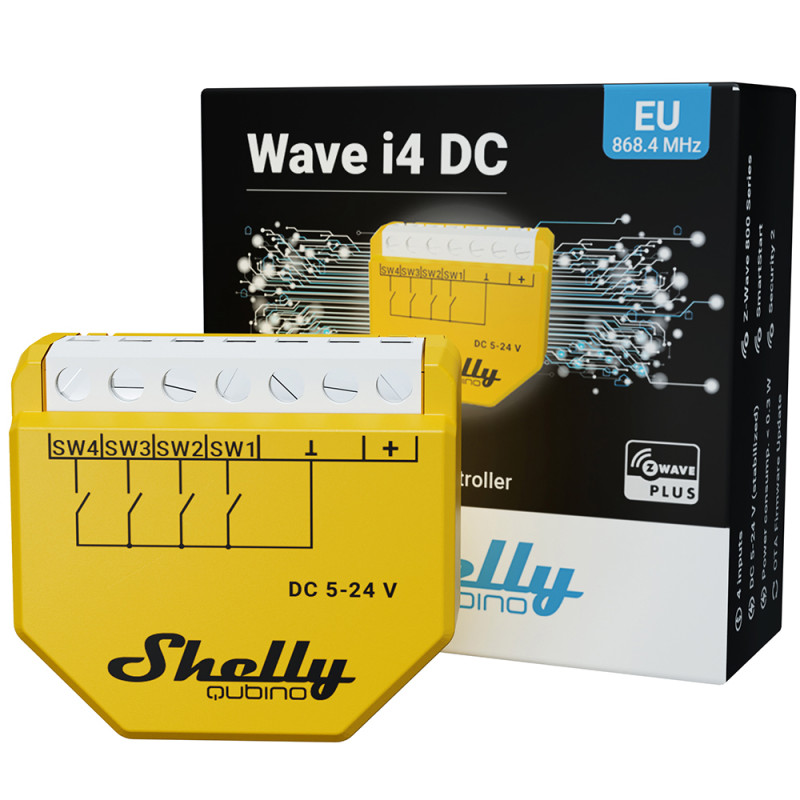 Shelly · Flush-mounted · "Wave i4 DC" · Scene activator · 12 actions · Z-Wave - 224175 - 4
