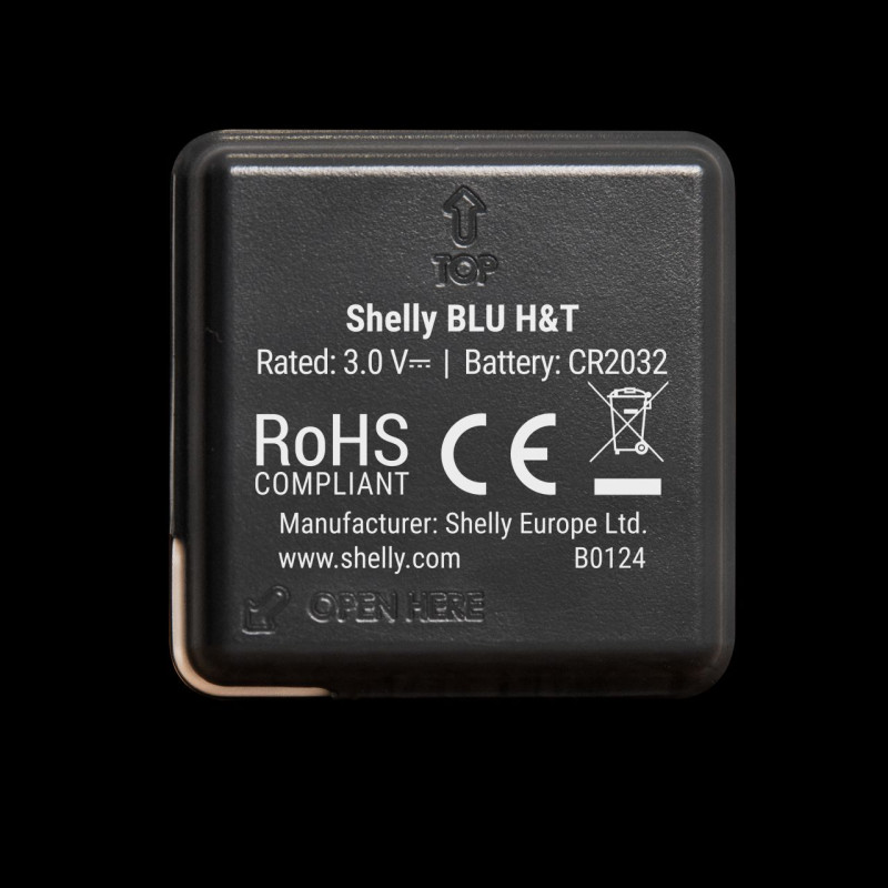 Shelly · Plug & Play · "Blu H&T Black" · Temperature & Humidity Sensor · Bluetooth · Battery · Black - 227564 - 3