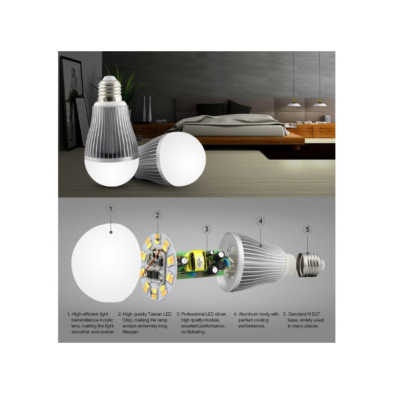 Synergy 21 LED Retrofit E27 9W dual white (CCT) lamp with radio Milight/Miboxer* - 158716 - 5
