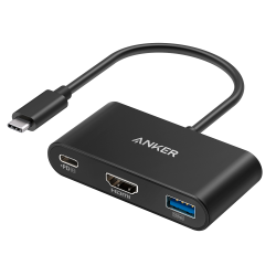 Anker - USB-C Hub 3 in 1 - Unterstützt das Aufladen von...