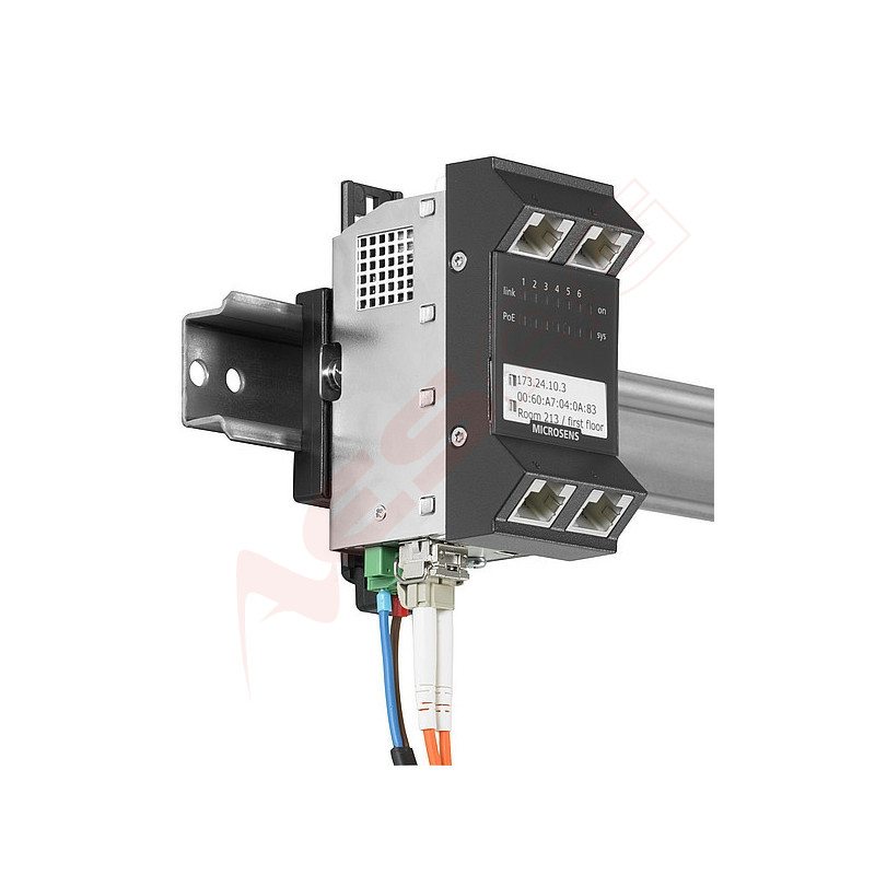 Microsens Gigabit Ethernet ruggedized Micro-Switch, Hutschiene, vertikal, PoE+, 4xRJ45, 2xSFP, MS440217PMXH-48G6+ MICROSENS - Ar