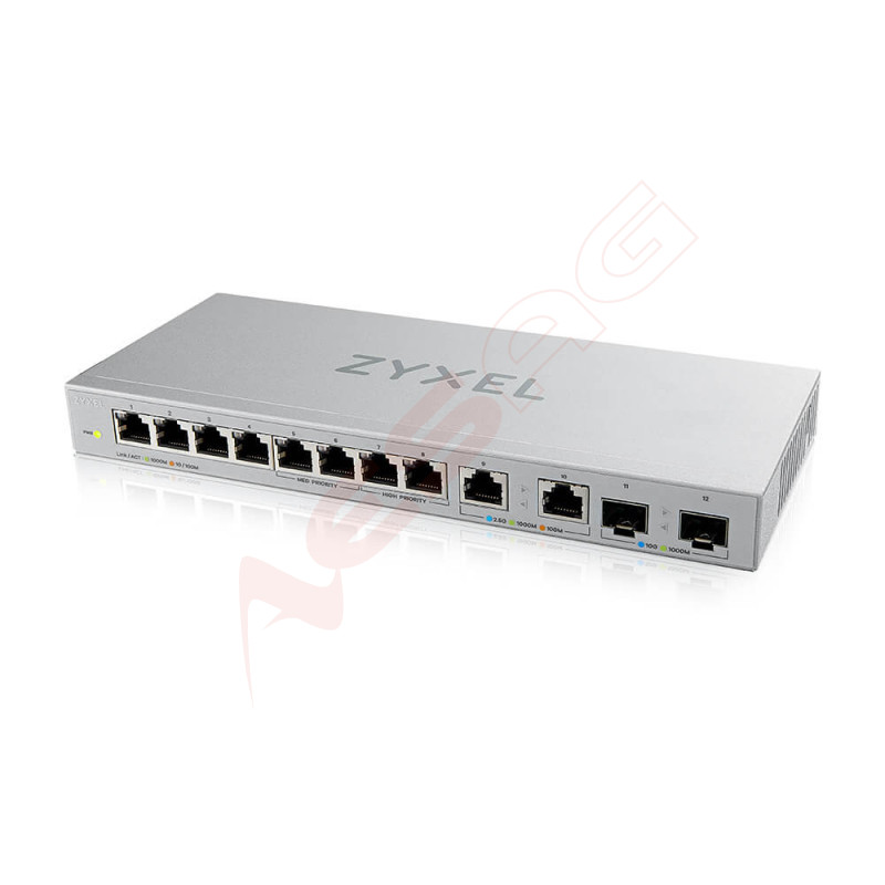 Zyxel Switch unmanaged Layer2 12 Port &bull 8x 1 GbE &bull 2x 2.5 GbE &bull 2x SFP &bull Desktop &bull Lüfterlos &bull XGS1010-1