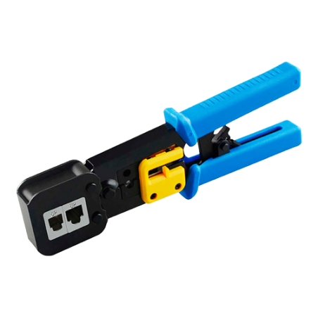 Crimpwerkzeug für Schottstecker - Hochwertiges professionelles Modell - Anschlüsse: EZ-RJ45, RJ11, RJ12 und RJ22 - Kabel: UTP
