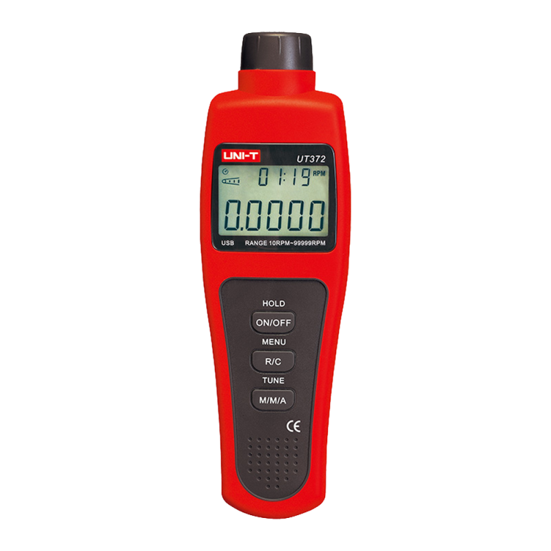 Handlicher digitaler Tachometer - Bis zu 99999 U/min - Hintergrundbeleuchtete LCD-Display der 100000 Zählungen - PC-Anschluss üb