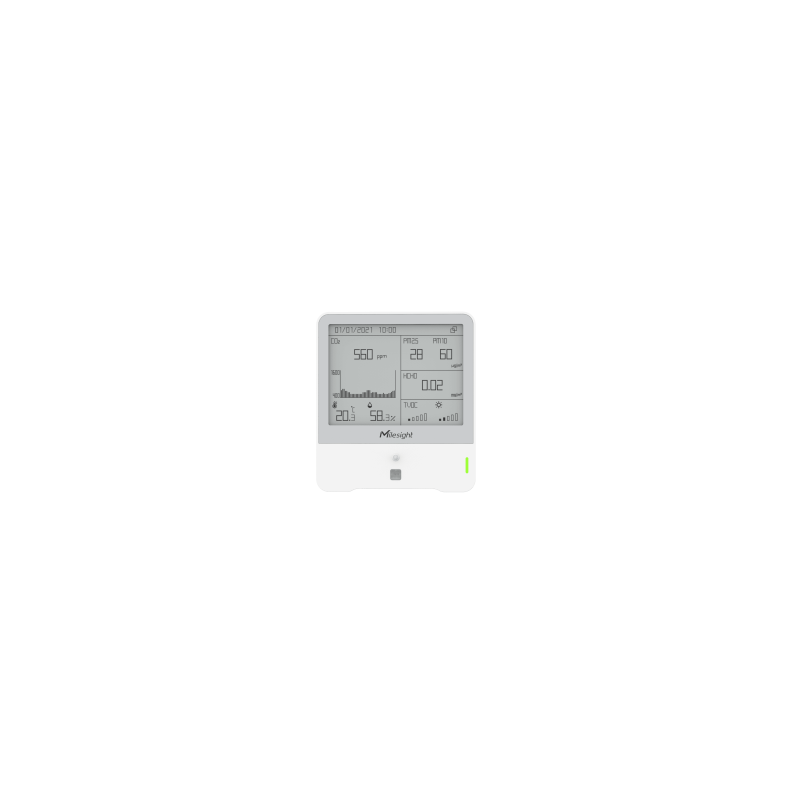 Milesight IoT Indoor Ambience Monitoring Sensor, AM319-868M-O3 LoRaWAN / Temp / Humidity / CO2 / PIR / Light / TVOC / hPA / P