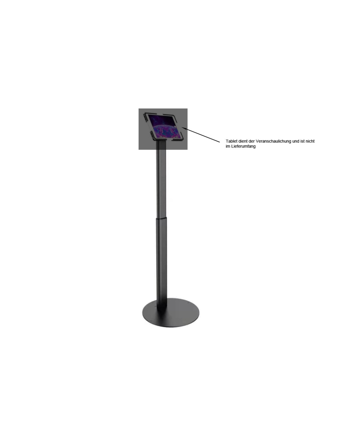 VESA Standfuß Halterung höhenverstellbar für Tablet, Display, Monitor  7,5cm/10cm, schwarz