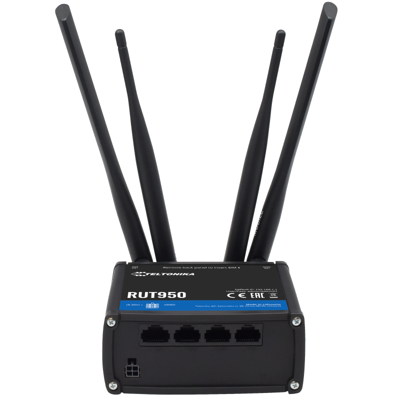 Teltonika Router 4G Industriell - 4 Ethernet-Anschlüsse RJ45 Fast Ethernet - Dual SIM 4G (LTE) Kategorie 4 bis zu 150Mbps - 2x E