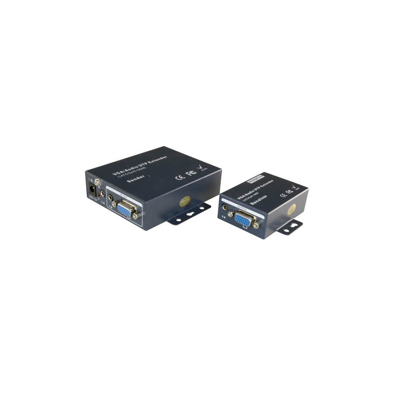 Aktiver VGA-Extender - Sender und Empfänger - Reichweite 100 m - Über Cat-UTP-Kabel 5/5e/6 - Bis 1920x1440 - Stromversorgung DC 