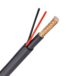 Kombiniertes Kabel - RG59 + Stromversorgung - Rolle von 100 Metern - Gehäusefarbe schwarz - LSZH äußere Abdeckung - Kompatibel m