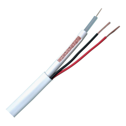 Combined cable - RG59 + power supply - Roll of 100 meters - Housing, color white - Outer diameter 9.0 mm - Low