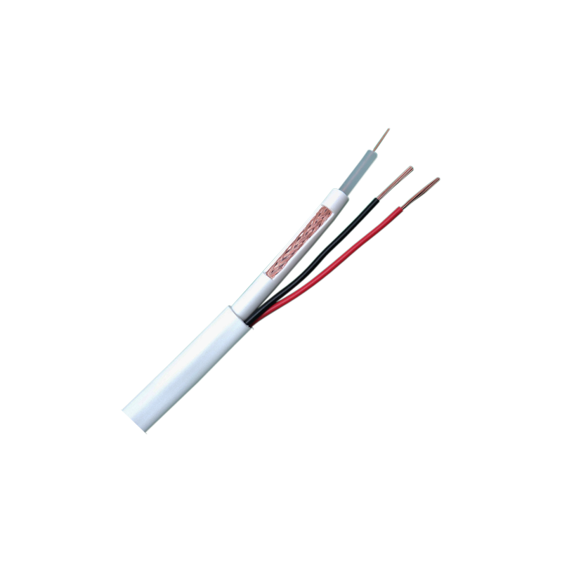 Kombiniertes Kabel - RG59 + Stromversorgung - Rolle von 100 Metern - Gehäuse, Farbe weiß - Außendurchmesser 9.0 mm - Geringe Ver