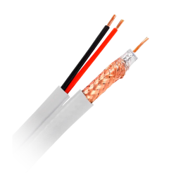 Kombiniertes Kabel - Mini RG59 + SIAMES Netzteil - Rolle von 100 Metern - Gehäuse, Farbe weiß - Außendurchmesser 6.0 mm - Gering