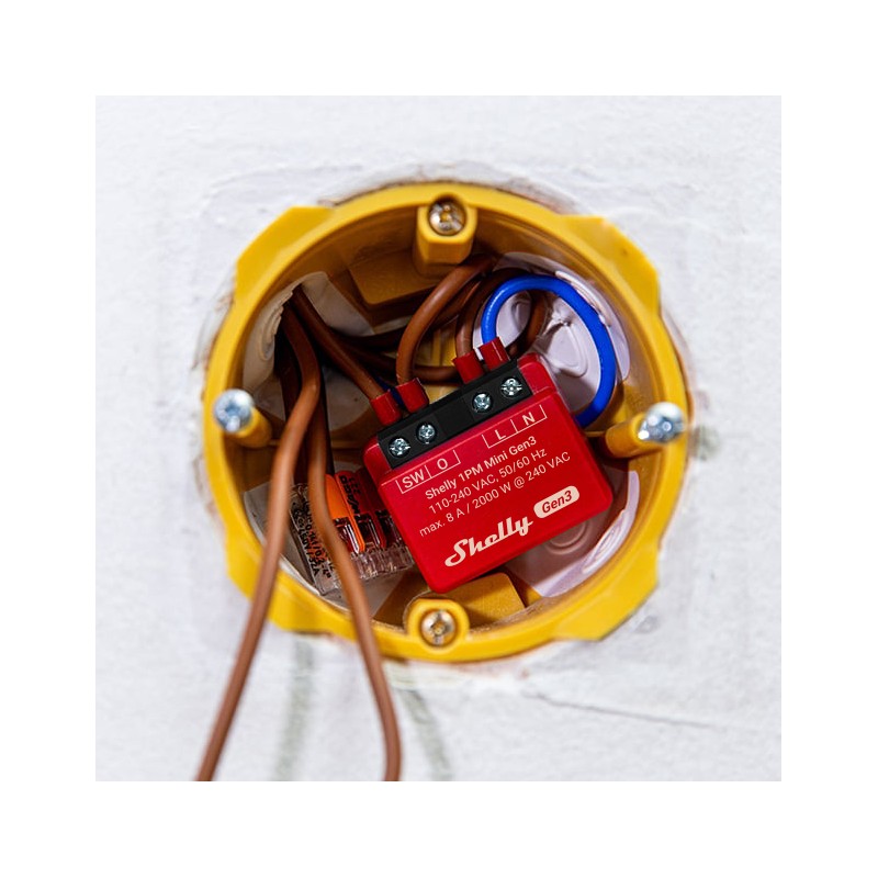 Shelly · Flush-mounted · "Plus 1PM Mini Gen. 3" · Relay · max 8A · 1 channel · Measuring function · WLAN · BT - 222759 - 8