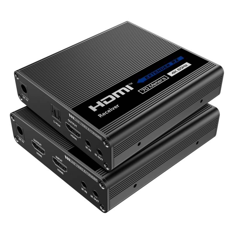 HDMI Aktiver Extender - Sender und Empfänger - Reichweite 60 m - Über Cat-UTP-Kabel 6 - Bis 4K - Stromversorgung DC 5 V - HDMI-E