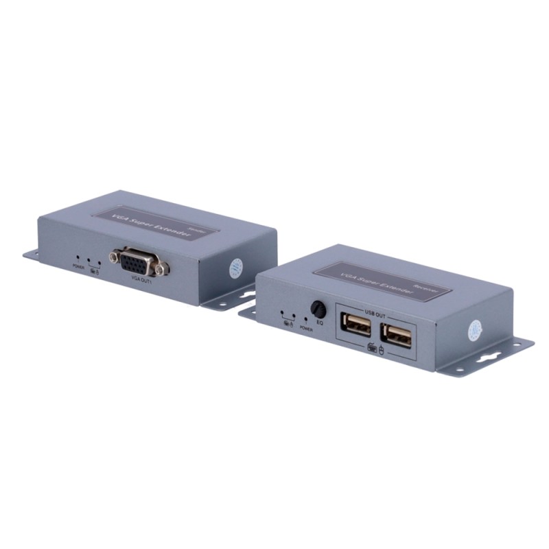 VGA / USB-Extender über UTP - Sender und Empfänger - Reichweite 100 m - Bis 1920x1440 - Über Cat-UTP-Kabel 5/5e/6 - Stromversorg
