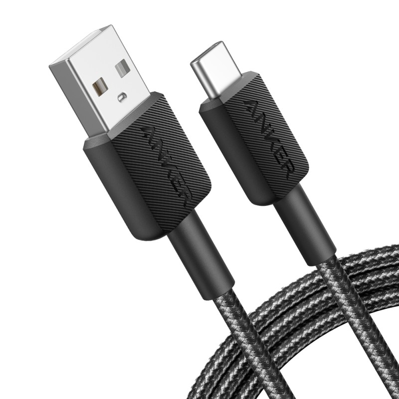 Anker - Kabel USB2.0  - USB-A auf USB-C - Schnellladung bis zu 15W - Nylon geflechtenes Kabel - Länge 1.8m | Farbe schwarz - ANK