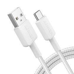 Anker - Kabel USB2.0  - Schnellladung bis zu 15W - USB-A auf USB-C - Nylon geflechtenes Kabel - Länge 1.8m | Farbe weiß - ANK-32