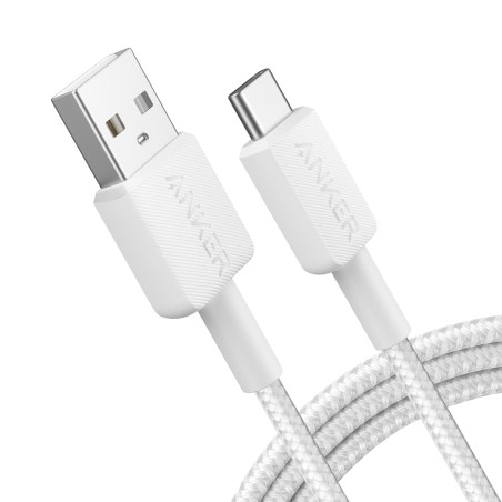 Anker - Kabel USB2.0  - Schnellladung bis zu 15W - USB-A auf USB-C - Nylon geflechtenes Kabel - Länge 1.8m | Farbe weiß - ANK-32