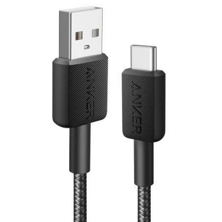 Anker - Kabel USB2.0  - Schnellladung bis zu 15W - USB-A auf USB-C - Nylon geflechtenes Kabel - Länge 0.9m | Farbe schwarz - ANK