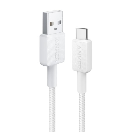 Anker - Kabel USB2.0  - Schnellladung bis zu 15W - USB-A auf USB-C - Nylon geflechtenes Kabel - Länge 0.9m | Farbe weiß - ANK-32