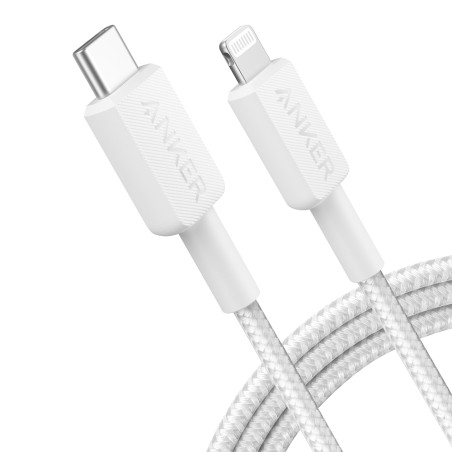 Anker - Kabel USB2.0  - Schnelles Aufladen - USB-C zu Lightning - Nylon geflechtenes Kabel - Länge 1.8m | Farbe weiß - ANK-322-U