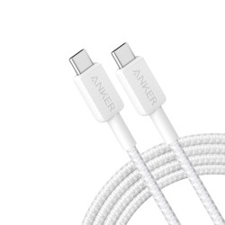 Anker - Kabel USB2.0  - Schnelles Aufladen 100W - USB-C auf USB-C - Nylon geflechtenes Kabel - Länge 1.8m | Farbe weiß - ANK-322