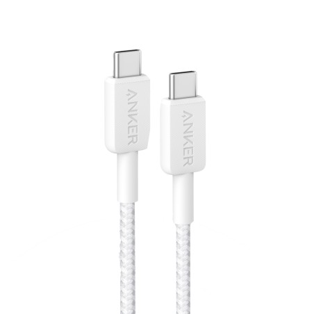 Anker - Kabel USB2.0  - Schnelles Aufladen 100W - USB-C auf USB-C - Nylon geflechtenes Kabel - Länge 0.9m | Farbe weiß - ANK-322