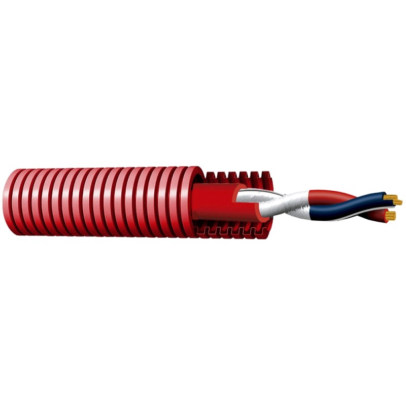 Abgeschirmte geflochtene Kabeltrommel - Feuerfestigkeit RF 120 Minuten - Rolle von 100 Metern - Kupferleiter 2x1.5mm2  - CPR Cca