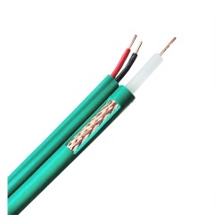 Koaxialkabel KX6 - Vídeo und Stromversorgung - Rolle von 100 Metern - Farbe grün - Parallel getrennte Kabel - Geringe Verluste -