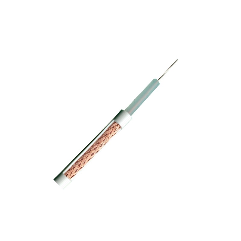 Coaxial cable RG59 - Video - 300 meter roll - White housing - Outer diameter 6.0 mm - Low loss - RG59-300B