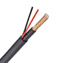 Kombiniertes Kabel - RG59 + Stromversorgung - Rolle von 300 Metern - Gehäusefarbe schwarz - LSZH äußere Abdeckung - Geringe Verl