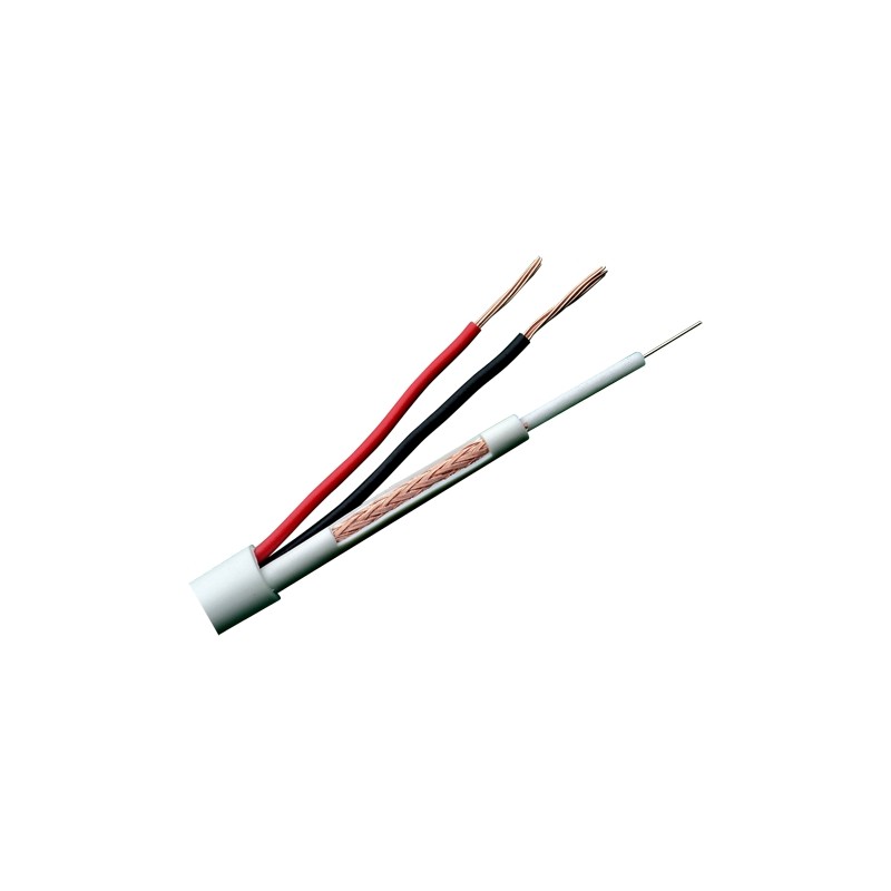 Combined cable - Micro RG59 + power supply - 100 meter roll - White housing - Outer diameter 6.8 mm - Low