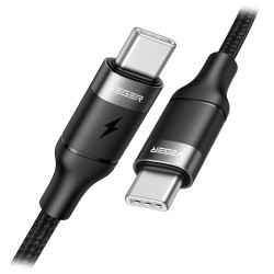 Veger - Kabel USB2.0 für Laptops - Schnelles Aufladen PD100W - USB-C auf USB-C - Metallmantel, geflochtenes Nylon - Länge 1.5m -