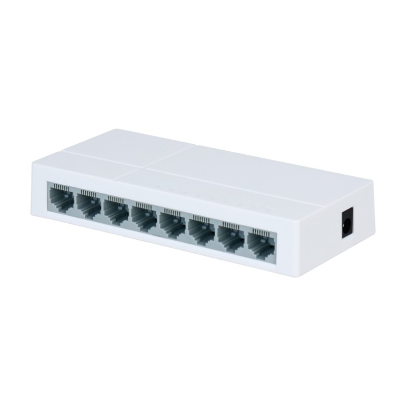 Branded Fast Ethernet Switch - 8 Ports RJ45 - Speed 10/100Mbps - Improved buffering technology for video transmission