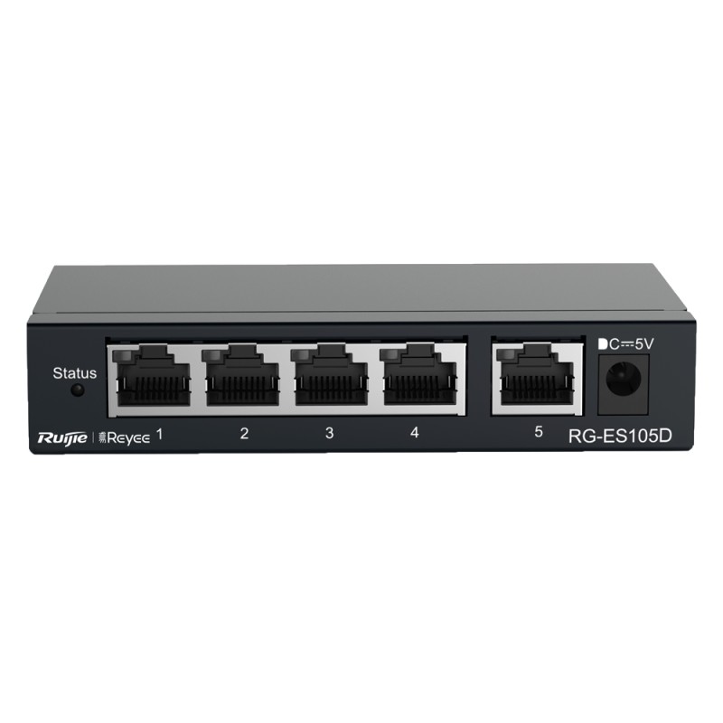 Reyee Switch Desktop - Metallgehäuse - 5 Ports RJ45 - Geschwindigkeit 10/100 Mbps - Plug and Play - Energiesparende Technolog