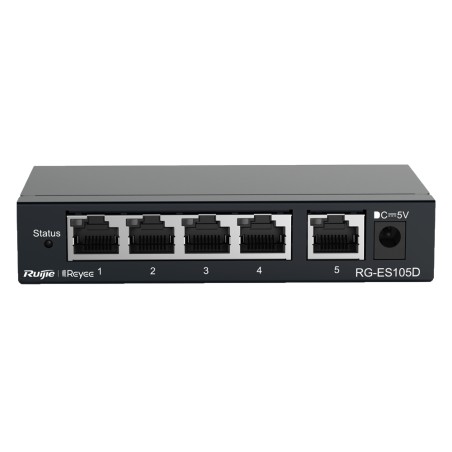Reyee Switch Desktop - Metallgehäuse - 5 Ports RJ45 - Geschwindigkeit 10/100 Mbps - Plug and Play - Energiesparende Technolog