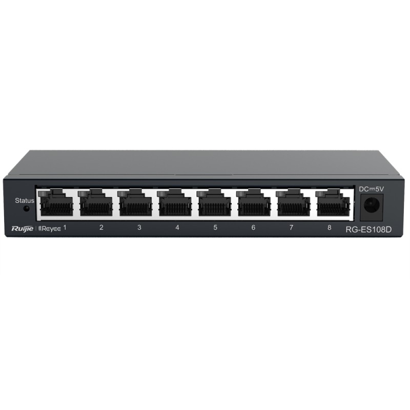 Reyee Switch Desktop - Metallgehäuse - 8 Ports RJ45 - Geschwindigkeit 10/100 Mbps - Plug and Play - Energiesparende Technolog