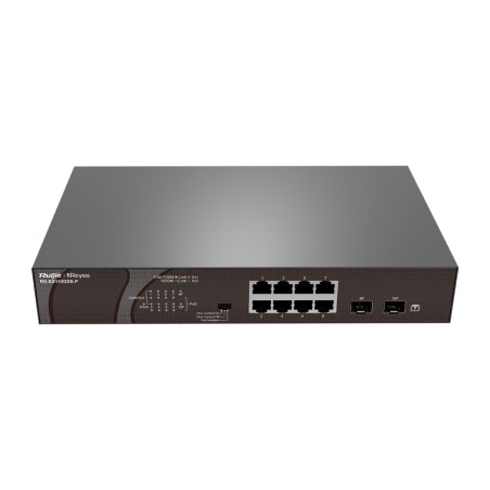 Reyee PoE Desktop Switch - 8 RJ45 ports + 2 Uplink SFP - 8 Gigabit ports + 2 Gigabit ports - 8 PoE+ ports