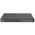 Reyee PoE Desktop Switch - Metal Housing - 16 RJ45 10/100 Mbps Ports + 2 Gigabit Uplink - 16 PoE+ Ports 802.3af/at
